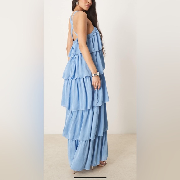 ASOS Tiered Ruffle Blue Maxi Dress - Picture 2 of 4